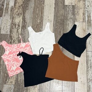 Bundle of Girls Tank Tops - Black, White, Pink, Brown